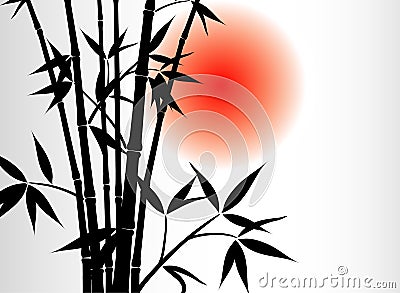 Bamboo background and sun Vector Illustration