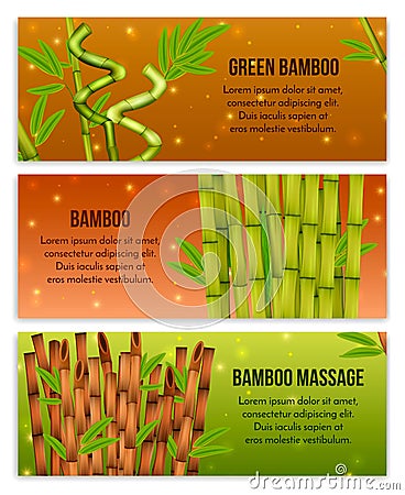 Bamboo Banners Set Vector Illustration