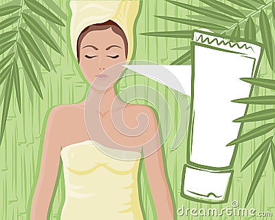 Bamboo cream massage girl Vector Illustration
