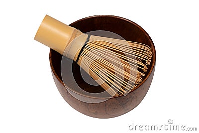 Bamboo crown and bamboo bowl isolated on a white background Stock Photo