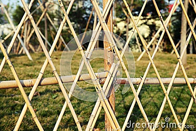 bamboo garden fence Stock Photo