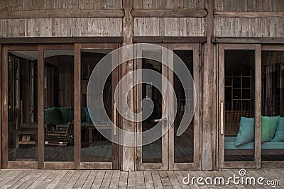 Bamboo folding doors . Stock Photo