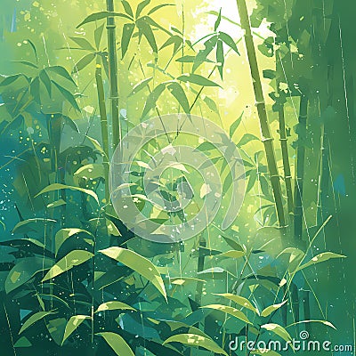 Bamboo Forest Bliss: A Serene Zen Landscape Stock Photo