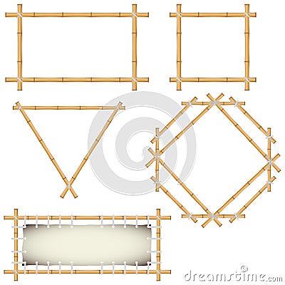 Bamboo frames made of green bamboo. Pieces and leaves of bamboo. Cartoon vector illustration of bamboo Cartoon Illustration