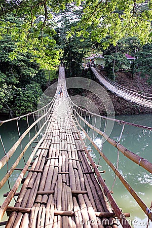 Bamboo hanging bridge Editorial Stock Photo