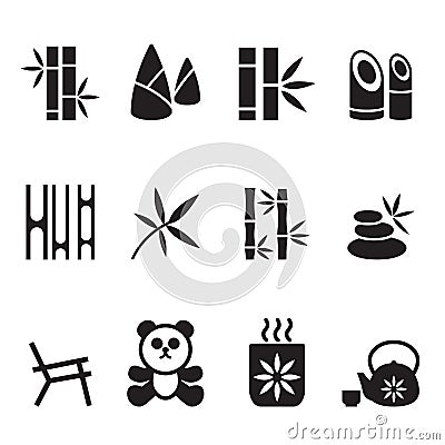 Bamboo icons set Vector Vector Illustration