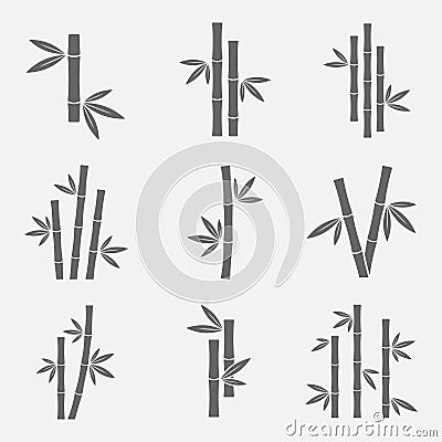 Bamboo icons vector set Vector Illustration