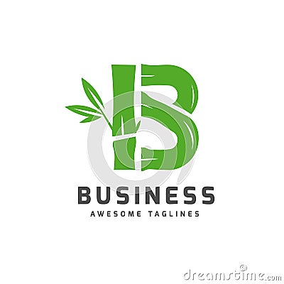 Bamboo with initial letter b logo Vector Illustration