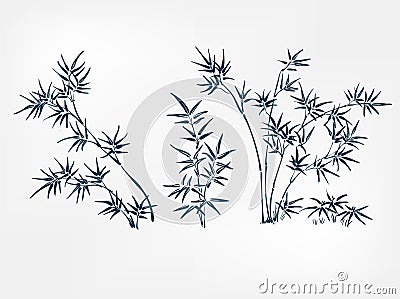Bamboo japanese paint style design sketch design element vector Stock Photo