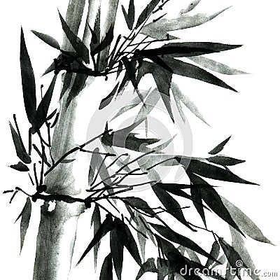 Bamboo with leaves Cartoon Illustration