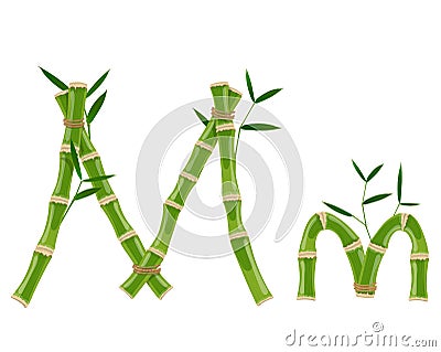 Bamboo letter M Stock Photo