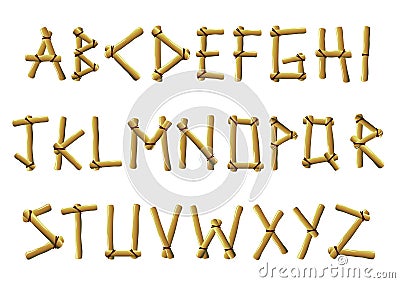 Bamboo letters Vector Illustration