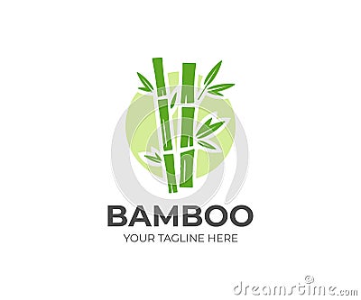 Bamboo logo template. Green bamboo trees vector design Vector Illustration