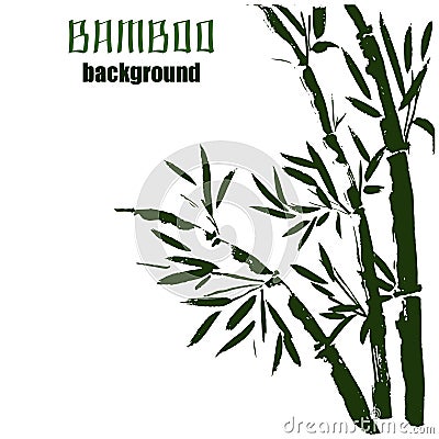 Bamboo plant wigs and leaves ink pen hand drawn chinese drawing with bamboo vector illustration. Vector Illustration