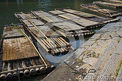 Bamboo Rafts Stock Photo