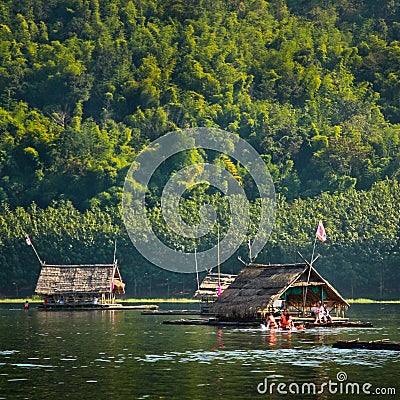Bamboo rafts- Huai Krathing - loei - thailand Editorial Stock Photo
