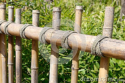 Bamboo rustic fence Stock Photo
