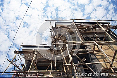 Bamboo/Timber construction site in Bali Stock Photo