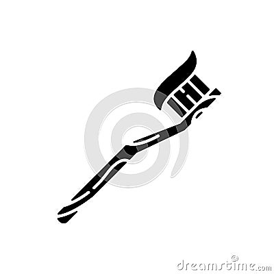 Bamboo toothbrush black glyph icon Vector Illustration