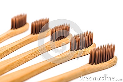 Bamboo toothbrush isolated on the white background Stock Photo