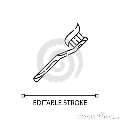 Bamboo toothbrush linear icon Vector Illustration