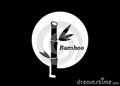 Bamboo vector logo, label or emblem with round drawn green bamboo plant. Concept for spa and beauty salon, asian massage, isolated Vector Illustration