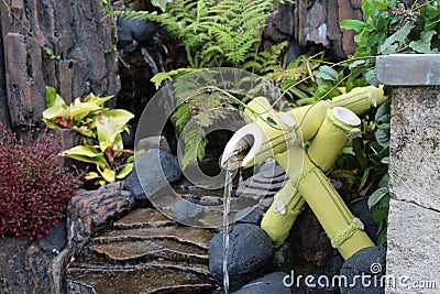 Bamboo Water Fountain Stock Photo