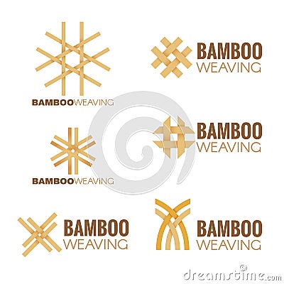 The Bamboo weaving logo vector set design Vector Illustration