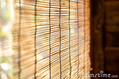 Bamboo wooden roll windows sun shade Stock Photo