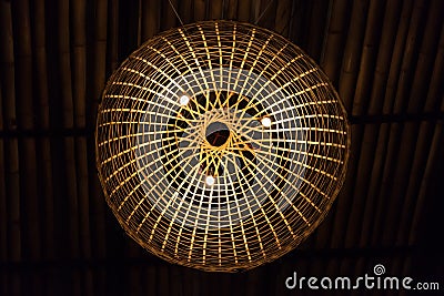 Bamboo woven lamp Stock Photo
