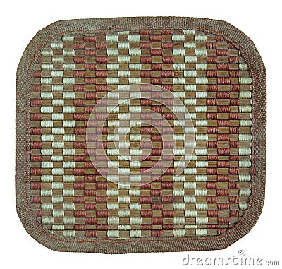 Bamboo woven mat isolated on white Stock Photo
