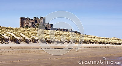 Bamburgh Castle from the Beach Stock Photo