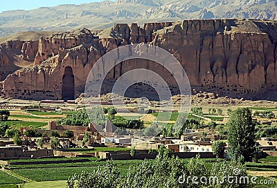Large Buddha niche in Bamiyan, Afghanistan Stock Photo