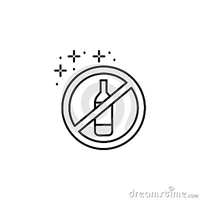 Ban bottle alcohol icon. Simple line, outline vector of diet icons for ui and ux, website or mobile application Stock Photo