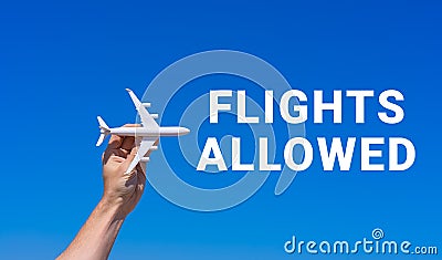 Ban of flights is suspended concept, copy space Stock Photo