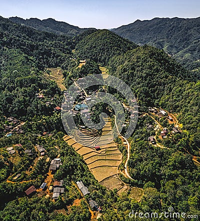 Ban Huai Hom Christendom, village in the jungle and valley in Mae Hong Son, Thailand Stock Photo