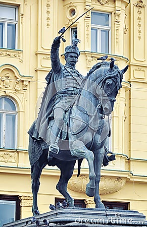 Ban Jelacic statue in Zagreb Stock Photo