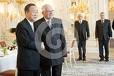 Ban Ki-moon and VÃ¡clav Klaus Editorial Stock Photo