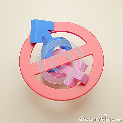 Ban for men and women. No entry for heterosexual couples. 3d render Stock Photo