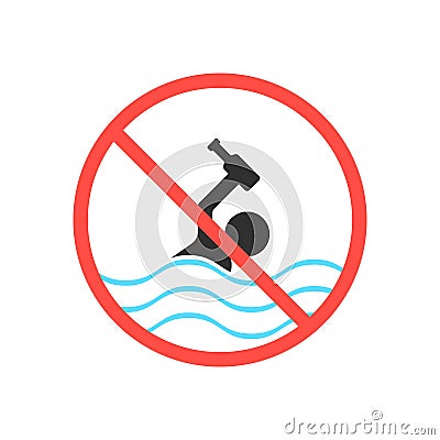 Ban on swimming in a drunken state Vector Illustration