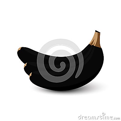 Banana. Bananas black color, isolated on white background. Black Banana with shadow vector icon. Bananas in modern simple flat Vector Illustration