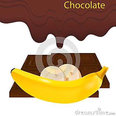 Banana chocolate, background. Vector Vector Illustration
