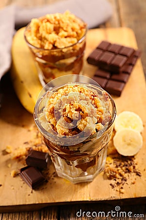 Banana and chocolate crumble Stock Photo