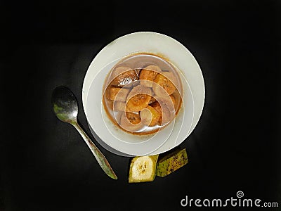 Banana compote, Indonesian traditional cake. Stock Photo