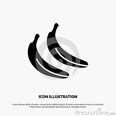 Banana, Food, Fruit solid Glyph Icon vector Vector Illustration