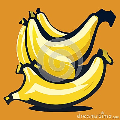 Banana fruit icon. Vector illustration of a bunch of bananas. generative AI Vector Illustration
