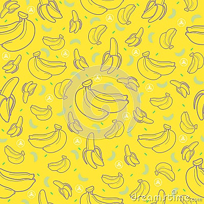Banana fruit seamless summer pattern background vector format Vector Illustration