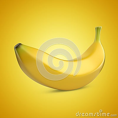 Banana fruit on yellow background. 3D illustration Stock Photo