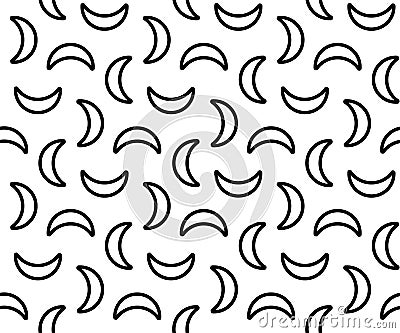 Banana geomentic seamless pattern. Abstract geometric textile background. Black and white monochrome moon fabric texture design. Vector Illustration