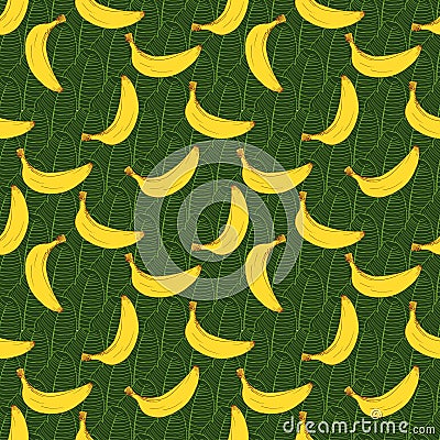 Banana hand drawn sketch Seamless Pattern. Vector Illustration Vector Illustration